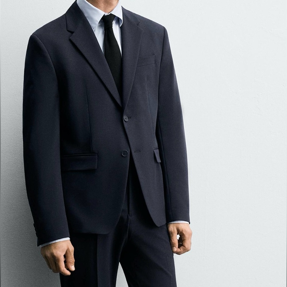 ZARA Navy Blue Slim Fit Blazer & Trouser Suit Set – Men’s EU 50 / US 40